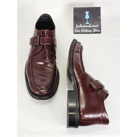 Rodolfo Zengarini Men's Burgundy Leather Monk Strap Buckle Loafers Sz 42 (9) 103 - Picture 9 of 16